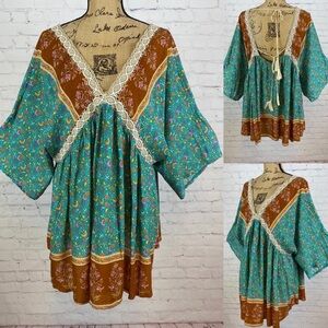 Gigio Oversized Boho Babydoll Open Back Kimono Sleeve Tunic